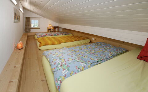 Brienzwiler 125: Wood, Interior Design, Ceiling, Furniture, Bedroom, Floor, Bed, Flooring, Home, Attic