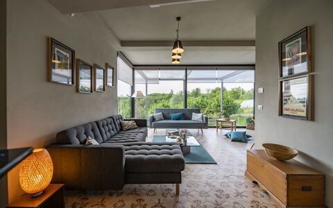 Casa San Grato - Roero - Langhe, Piemonte: Couch, Furniture, Property, Window, Table, Comfort, Wood, Interior Design, Studio Couch, Shade