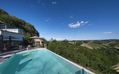 Relais Casa Clara - Roero - Langhe, Piemonte: Cloud, Sky, Water, Plant, Property, Swimming Pool, Building, Azure, Body Of Water, Grass