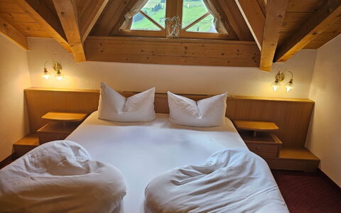 Ischgl 111: Furniture, Property, Building, Comfort, Wood, Pillow, Textile, Lighting, Bed Frame, Interior Design