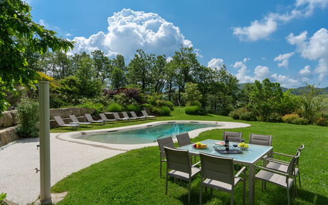 Villa Torre Delle Rose - Firenzuola, Private Pool,: Cloud, Sky, Plant, Property, Water, Table, Tree, Natural Landscape, Shade, Vegetation