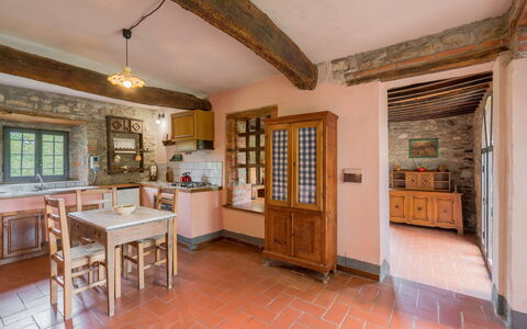 Borgo La Casina - Badia Agnano, Toscana: Table, Picture Frame, Furniture, Cabinetry, Wood, Chair, Kitchen, Window, Countertop, Interior Design