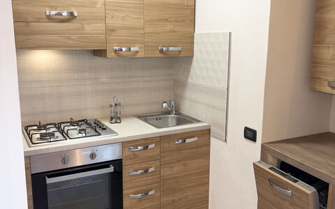 Apartment Tre - Diano Marina: Cabinetry, Furniture, Property, Building, Sink, Countertop, Drawer, Tap, Wood, Chest Of Drawers