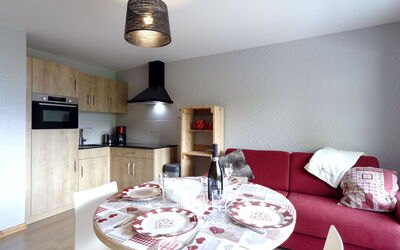 Saint Gervais 390: Property, Furniture, Table, Tableware, Interior Design, Lighting, Dishware, Wood, Floor, Cabinetry