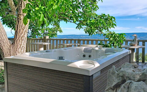 Villa Jolie Amazing Stone: Bathtub, Plumbing Fixture, Jacuzzi, Leisure, Outdoor Furniture, Swimming Pool, Deck, Chair, Resort