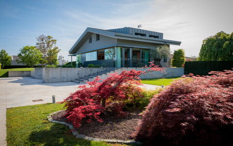 Villa Dalia Venezia: Flower, Plant, Sky, Cloud, Building, Leaf, Tree, Window, Grass, House