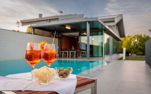 Villa Dalia Venezia: Cloud, Sky, Table, Property, Furniture, Tableware, Food, Stemware, Wine Glass