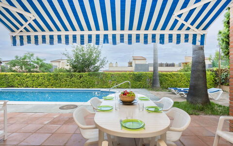 Rioja: Water, Plant, Swimming Pool, Tree, Shade, Outdoor Furniture, Leisure, Rectangle, Composite Material, Landscape
