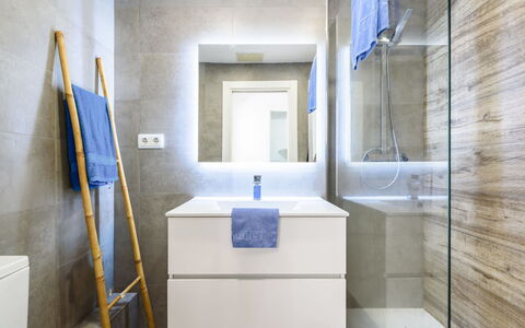 Uolas: Flooring, Floor, Interior Design, Bathroom, Plumbing Fixture, Bathroom Cabinet, Tile, Plumbing, Toilet, Room