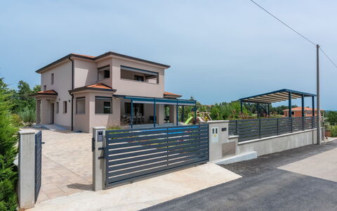 Villa Karina: Water, Plant, Swimming Pool, Tree, Shade, Outdoor Furniture, Leisure, Rectangle, Composite Material, Landscape