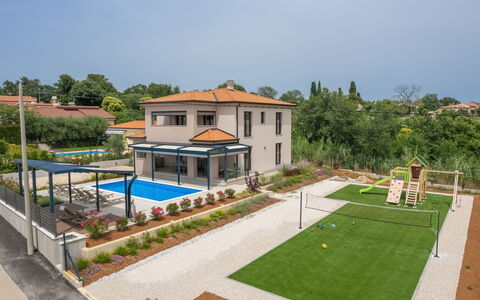 Villa Karina: Water, Plant, Swimming Pool, Tree, Shade, Outdoor Furniture, Leisure, Rectangle, Composite Material, Landscape