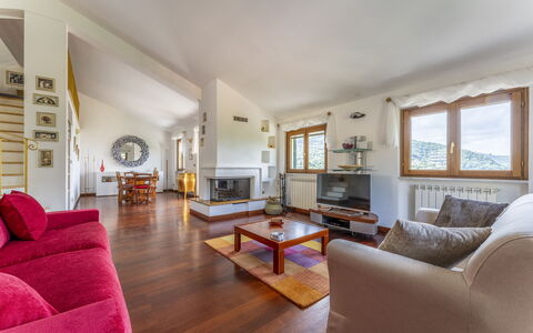 Belvedere, House With Private Pool And Garden, Rec: Table, Furniture, Couch, Building, Window, Wood, Picture Frame, Houseplant, Comfort, Flooring