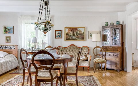 Arvidstorp: Furniture, Table, Picture Frame, Wood, Interior Design, Building, Chair, Floor, Flooring, Decoration