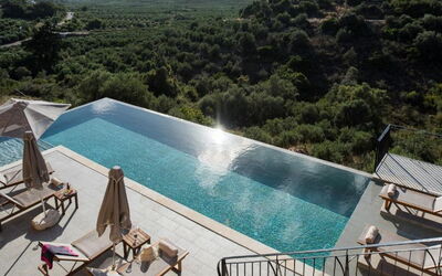 Panormos, Rethymnon 14: Water, Swimming Pool, Azure, Outdoor Furniture, Building, Sunlounger, Shade, Leisure, Couch, Tree