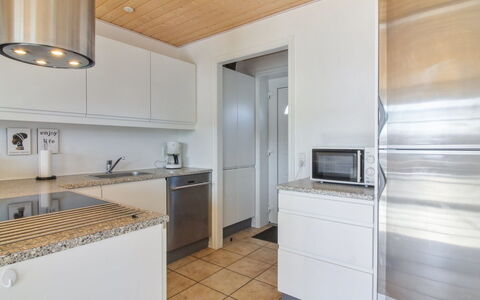 Alessandra - 500M from the Sea: Kitchen, Countertop, Interior Design, Flooring, Kitchen Appliance, Floor, Cabinetry, Furniture, Major Appliance, Wood