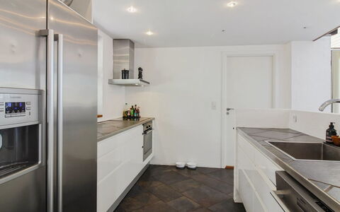 Maiti - 300M from the Sea: Countertop, Kitchen, Flooring, Interior Design, Kitchen Appliance, Cabinetry, Floor, Wood, Major Appliance, Ceiling