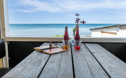 Scarlet - 5M from the Sea: Wood, Furniture, Sea, Table, Ocean, Outdoor Furniture, Coastal And Oceanic Landforms, Chair, Coast, Outdoor Table