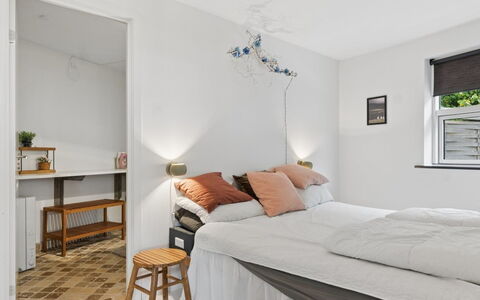 Vemund - 100M to the Fjord: Furniture, Interior Design, Bed, Bedroom, Wall, Flooring, Ceiling, Wood, Room, Floor