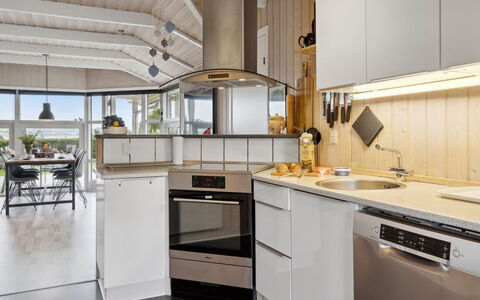 Hjalmsvider - 300M from the Sea: Kitchen, Interior Design, Countertop, Kitchen Appliance, Flooring, Wood, Ceiling, Light Fixture, Cabinetry, Furniture