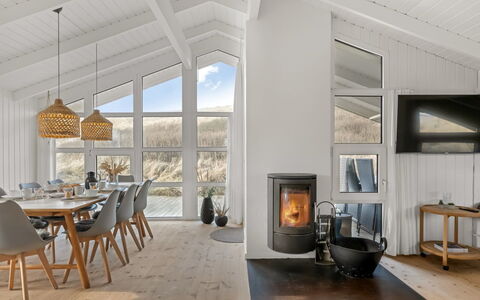 Flepko - 50M from the Sea: Flooring, Interior Design, Ceiling, Floor, Living Room, Room, Wood Flooring, Natural Material, Hearth, Chair