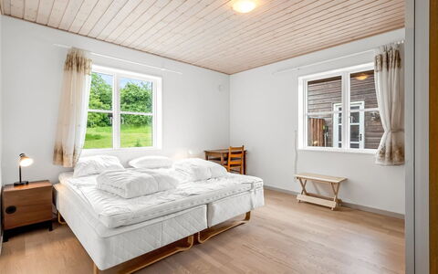 Guthbrand - 800M from the Sea: Bed, Interior Design, Furniture, Bedroom, Flooring, Floor, Wood, Ceiling, Bedding, Wood Flooring
