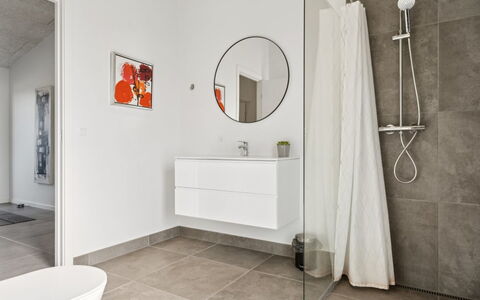 Asel - 350M from the Sea: Flooring, Floor, Interior Design, Plumbing Fixture, Bathroom, Room, Tile, Ceiling, Plumbing, Bathroom Cabinet