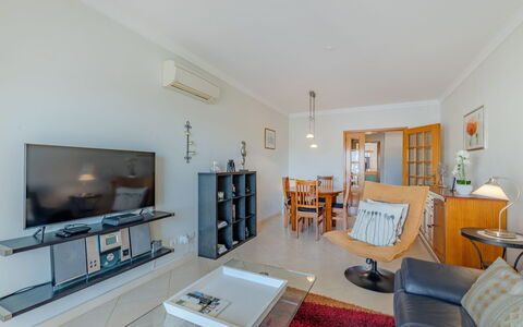 Sunny Beach Casa-M: Flooring, Interior Design, Floor, Room, Ceiling, Furniture, Living Room, Television, Apartment, Couch