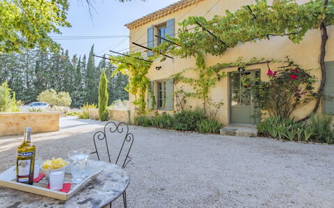 Le Mas de Marius: Plant, Building, Window, Table, Sky, Road Surface, Chair, Tree, Land Lot, Yellow