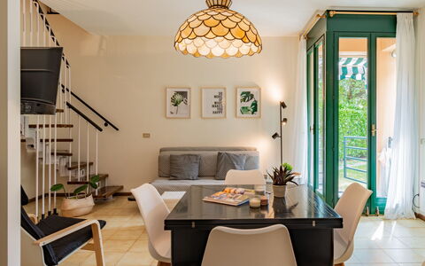 La Finestra sul Lago: Property, Furniture, Table, Window, Wood, Chair, Lighting, Interior Design, Yellow, Living Room