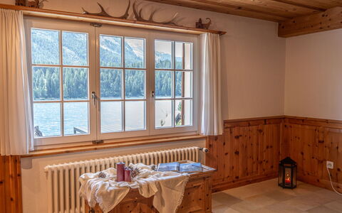 Chesa Anemona al Lej: Property, Window, Building, Wood, Interior Design, Architecture, Flooring, Wood Stain, Cabinetry, Floor