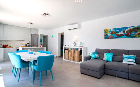Estrella Azul: Furniture, Table, Blue, House, Floor, Real Estate, Chair, Flooring, Living Room, Ceiling
