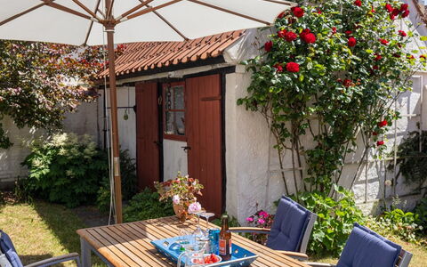 Merete - 50M from the Sea: Roof, House, Home, Cottage, Siding, Estate, Driveway, Garden Buildings, Yard, Shed