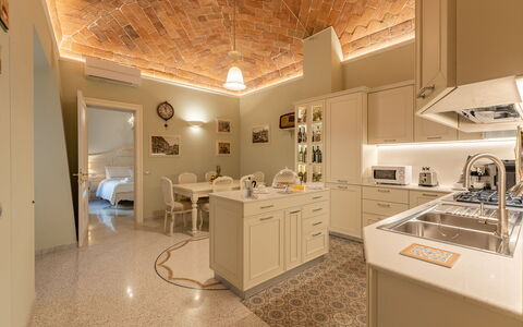 Charming Apartment Cartoni - Città Della Pieve, Um: Property, Furniture, Cabinetry, Countertop, Building, Interior Design, Chair, Flooring, Floor, Kitchen