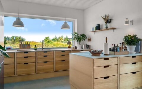 Yakari - 1Km from the Sea: Wood, Cabinetry, Kitchen, Furniture, Flooring, Countertop, Drawer, Floor, Kitchen Appliance, Cupboard