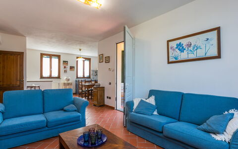 Villa della Duna: Couch, Table, Furniture, Property, Picture Frame, Blue, Azure, Interior Design, Studio Couch, Living Room