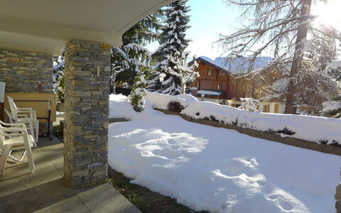 Résidence la Fenière 03: Sky, Property, Building, Snow, Plant, Tree, Window, House, Shade, Sunlight