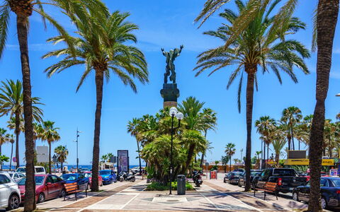 Puerto Banus First Line: Sky, Building, Furniture, Daytime, Property, Chair, Light, Table, Nature, Shade
