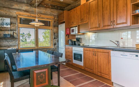 Kanerva 1C: Furniture, Interior Design, Flooring, Floor, Kitchen, Wood, Ceiling, Wood Flooring, Room, Cabinetry