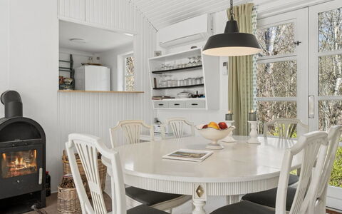 Lucie - 50M from the Sea: Furniture, Interior Design, Flooring, Wood, Ceiling, Light Fixture, Floor, Lighting, Chair, Dining Room