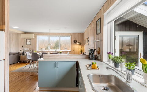 Eloise - 400M from the Sea: Kitchen, Countertop, Kitchen Appliance, Wood, Interior Design, Major Appliance, Furniture, Ceiling, Flooring, Cabinetry