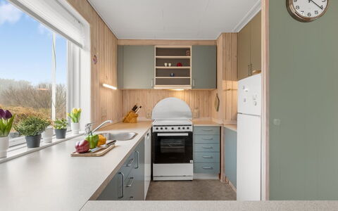 Eloise - 400M from the Sea: Kitchen, Kitchen Appliance, Countertop, Interior Design, Flooring, Furniture, Major Appliance, Wood, Cabinetry, Ceiling