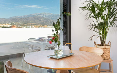 Maroma: Table, Furniture, Plant, Property, Chair, Flowerpot, Sky, Water, Flower, Interior Design