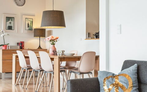 Thjodulf - 300M from the Sea: Furniture, Interior Design, Flooring, Wood, Floor, Chair, Kitchen & Dining Room Table, Table, Room, Dining Room