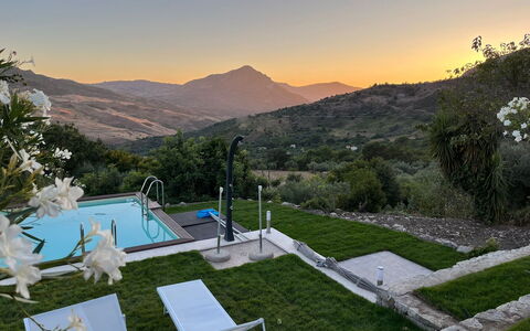 Casa Santa Venera: Sky, Plant, Property, Mountain, Tree, Outdoor Furniture, Swimming Pool, Grass, Leisure, Landscape