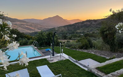 Casa Santa Venera: Sky, Plant, Property, Mountain, Tree, Outdoor Furniture, Swimming Pool, Grass, Leisure, Landscape