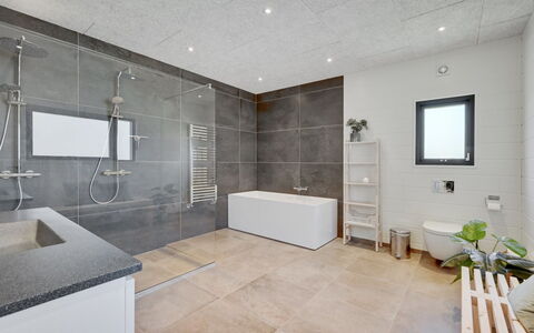 Tinella - 250M to the Fjord: Flooring, Floor, Ceiling, Interior Design, Plumbing Fixture, Tile, Room, Light Fixture, Bathroom