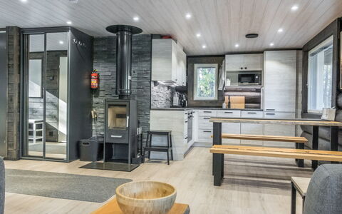 Vaaranpää: Wood, Interior Design, Furniture, Home, Ceiling, Living Room, Hardwood, Log Cabin, Chair, Wood Flooring