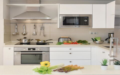 Salobre Golf Resort: Countertop, Cabinetry, Property, Kitchen Sink, Sink, Kitchen Appliance, Kitchen Stove, Kitchen, Home Appliance, Lighting