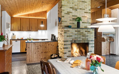 Fulla - 650M from the Sea: Wood, Furniture, Ceiling, Interior Design, Kitchen, Light Fixture, Home, Chair, Brick, Countertop