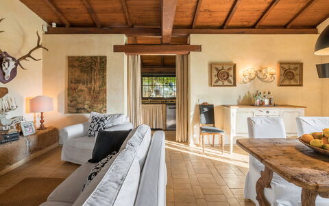 Casale Delle Papere, Pool, Romantic Holiday In Nep: Furniture, Table, Wood, Picture Frame, Interior Design, Lighting, Living Room, Floor, Flooring, Hardwood